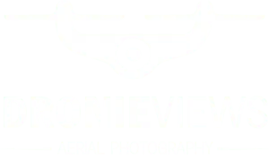 Logotipo DronieViews – Serviços de filmagem e fotografia aérea com drones.