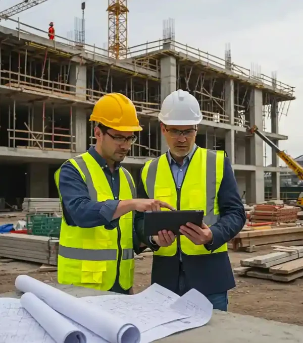 Drone construção civil Portugal e acompanhamento de obras com análise de dados visuais por engenheiros no local.