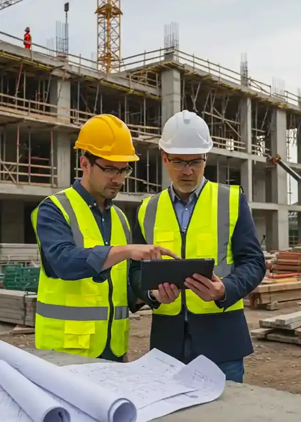 Drone construção civil Portugal e acompanhamento de obras com análise de dados visuais por engenheiros no local.