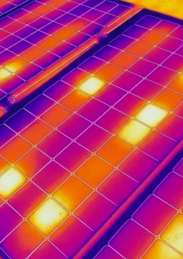 Deteção de hotspot em célula solar através de Inspeção Termográfica com Drones para manutenção preditiva.