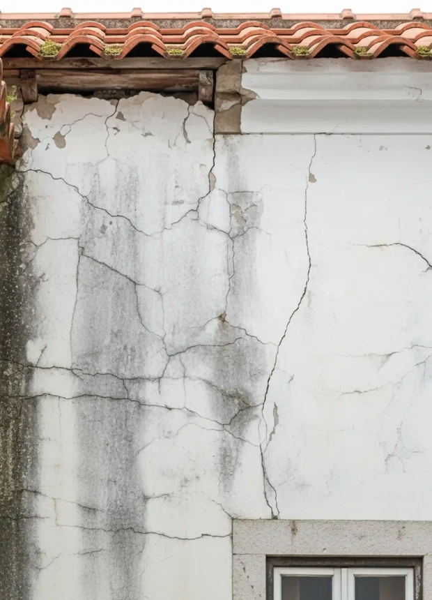 Mapeamento aéreo de fissuras ramificadas e humidade em fachadas e edificios com drones